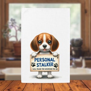 Beagle Waffle Weave Kitchen Hand Towel | Humorous Dog Lover Gift