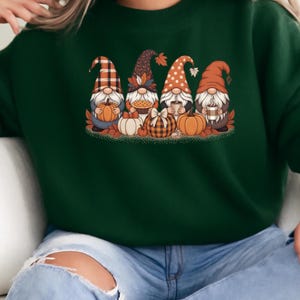 Fall Gnomes Sweatshirt,  tee Crewneck for Women, Autumn Pumpkin Graphic T-shirt, Unisex Cozy Thanksgiving, Pullover Cute Fall Vibes Shirt