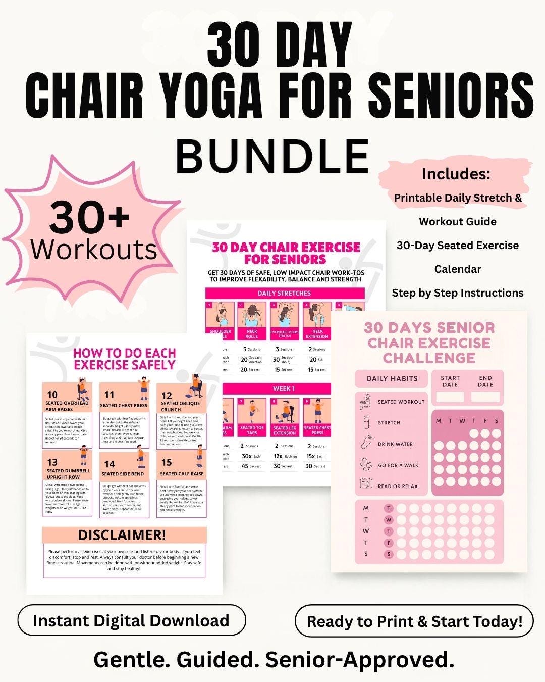 Chair Yoga for Seniors: 30-day Seated Exercise Program PLUS FREE ...