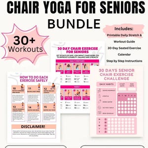 30-Day Chair Yoga for Seniors Printable | Seated Exercise Program | Low-Impact Stretching Workout Plan | Digital Fitness PDF