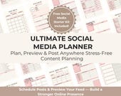 Social Media Posting Planner: Project Management, Content Calendar, Content Creator Kit