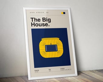The Big House Stadium Print: Ann Arbor, Michigan - Sports Wall Art (Digital Download)