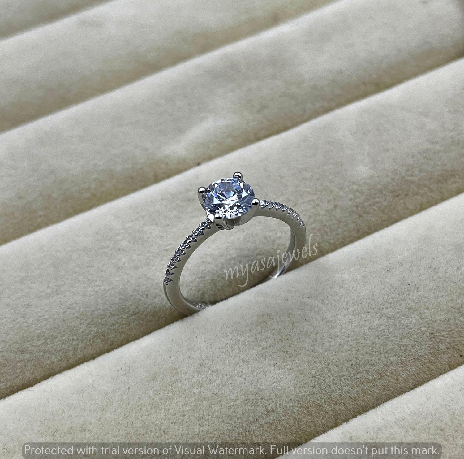 Sans prix de réserve - Bague de fiançailles - Or 14 ct - Or blanc - 1