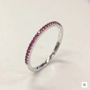 Ruby Eternity Band Ring Sterling Silver | Dainty Stacking Band | July Birthstone Ring | Minimalist Ruby Wedding Band for Women