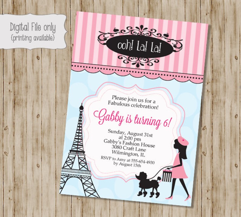 Paris Birthday Invitation French Birthday Party Invitation | Etsy