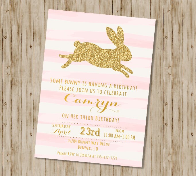 Hase-Geburtstag-Einladung / Ostern Geburtstag Einladung / Gold  Etsy