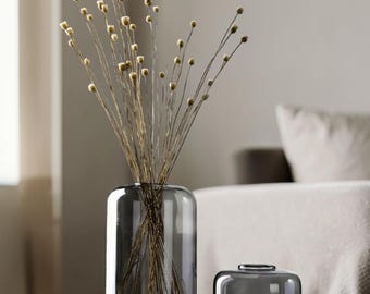 Jarrón moderno de cristal ahumado, jarrón decorativo minimalista para mesa o estante, decoración del hogar, flores no incluidas.