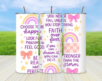 Coquette Positive Affirmation Tumbler Wrap: Retro PNG (Digitaler Download)