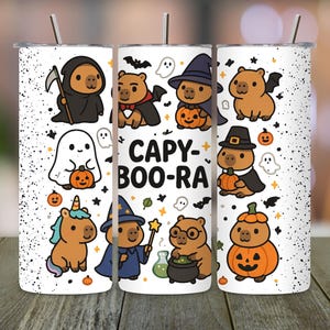 Spooky Cute Capybara Halloween Tumbler Design , 20oz Skinny Sublimation PNG Wrap , Capyboo-ra Digital Download for Halloween Cups