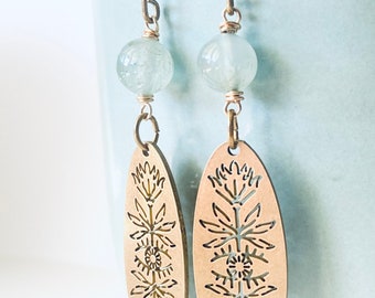 I See Flowers, Quartz, Brass Simple Earrings