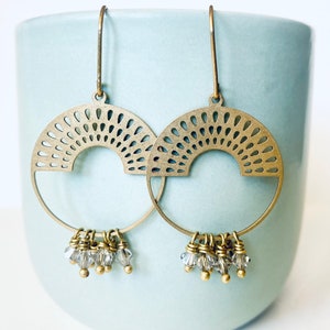 Raindrop Earrings, Brass, Swarovski Crystals