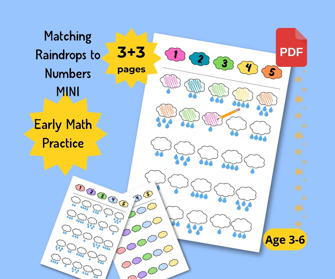 Rainy Cloud Counting Game: Preschool Math Activity. PDF Download - Etsy