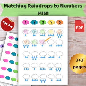 Rainy Cloud Counting Game: Preschool Math Activity. PDF Download