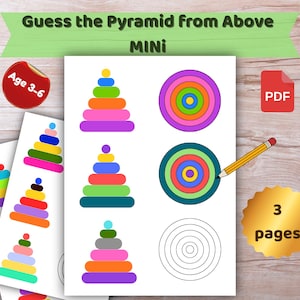 Juego de lógica piramidal para preescolar: Razonamiento espacial y combinación de colores (Descargar PDF)