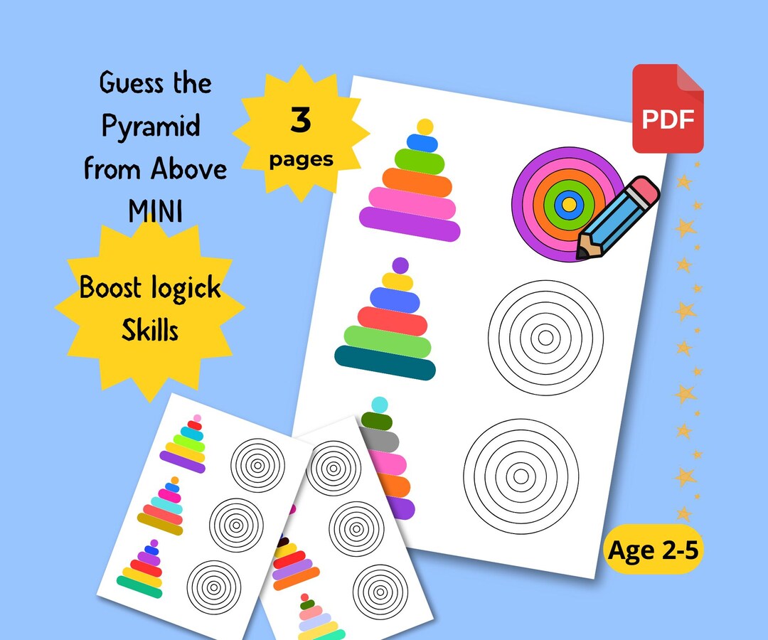 Pyramid Logic Riddle Preschool Pyramid Logic Game: Color Matching Spatial Reasoning (PDF ...