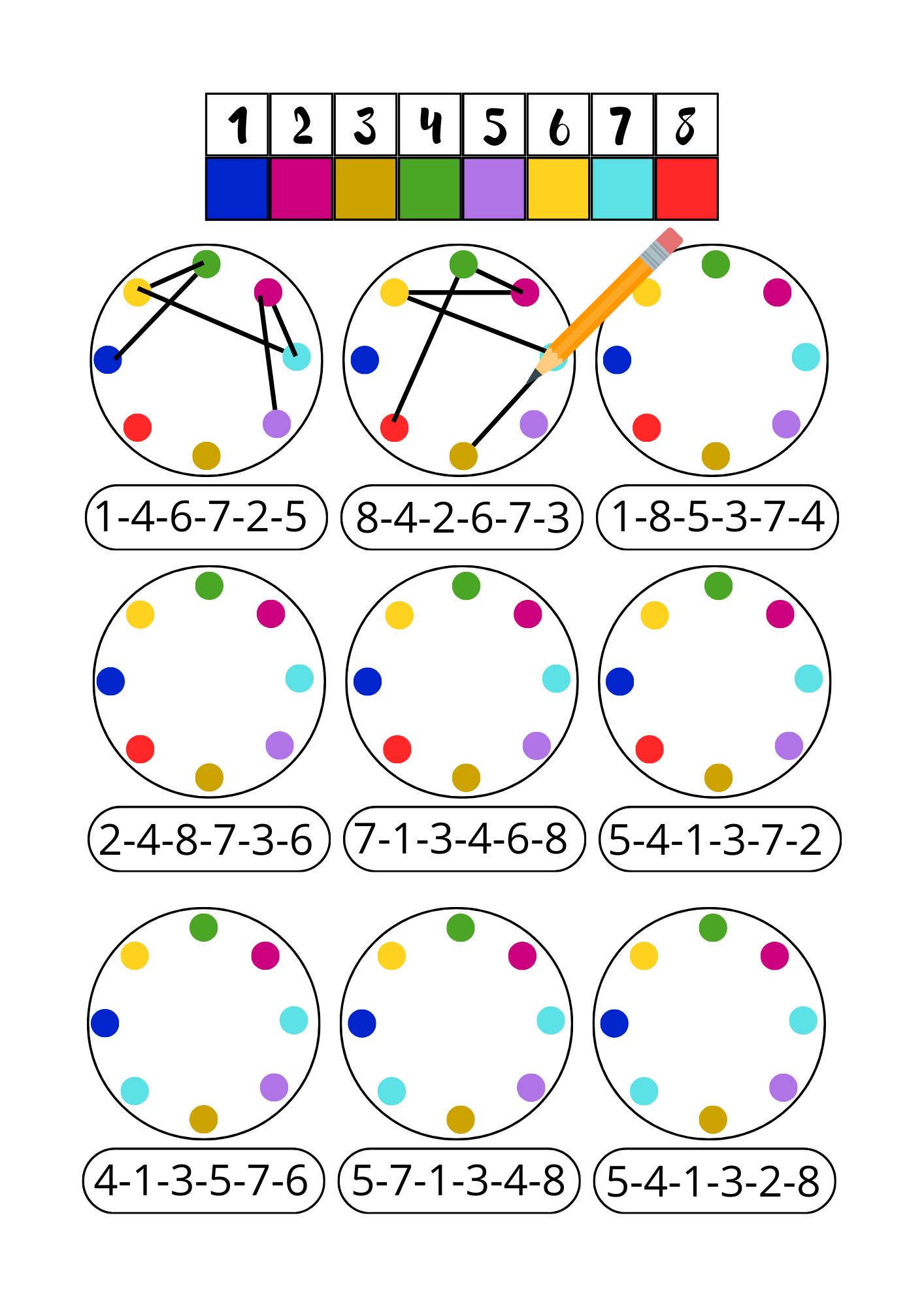Connect Colors and Numbers Worksheets, Special Education Logic Activity ...