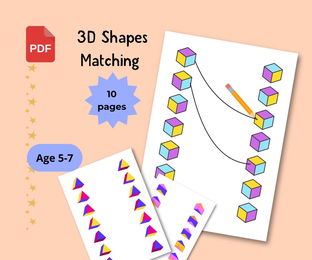 3D Cube Matching Worksheets | Visual Spatial Thinking Activities for ...