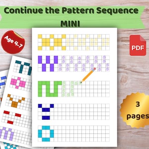 Pixelmuster Arbeitsblätter | Setzen Sie die Squell-Aktivität für Kinder | Mathe-logisches Spiel