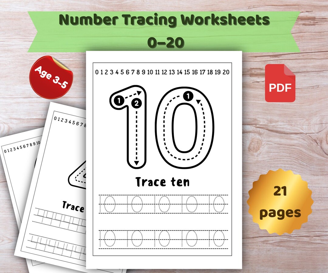 Number Tracing Worksheets 0–20 for Kids – Printable Math Tracing ...