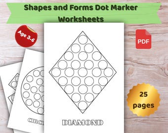 25 Shapes & Fun Forms Dot Marker Worksheets | Printable Do a Dot Activity for Kids | Preschool Learning PDF | Geometry and Fun Shapes Pack