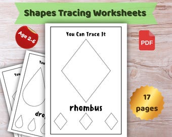 Shapes Tracing Worksheets for Kids | Printable Preschool Shape Activities | Fine Motor Skills Practice | 17 Pages PDF Workbook