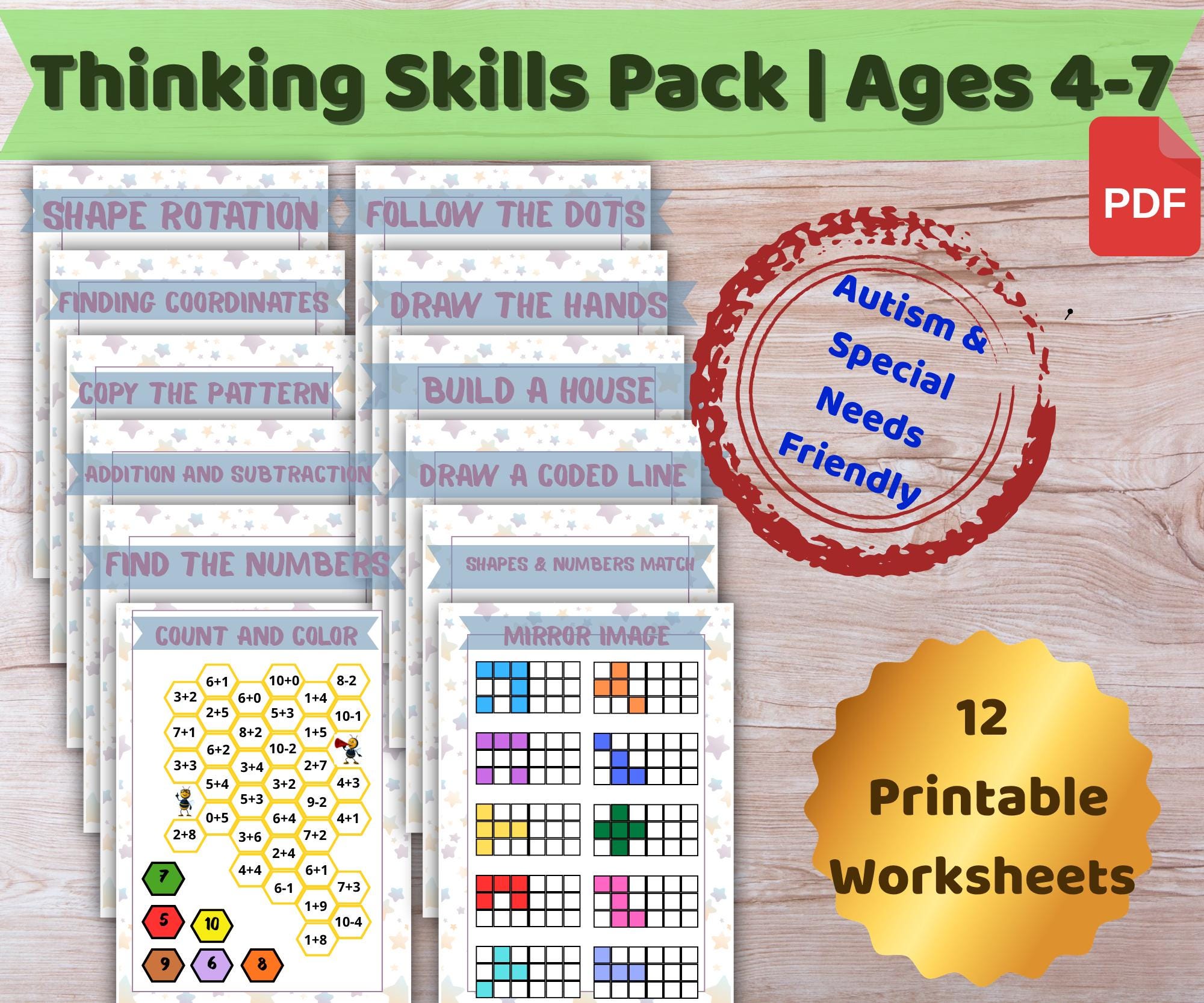 Thinking Skills Worksheets for Kids, Visual Perception Activity Pack ...
