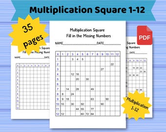 Feuille de travail sur les carrés de multiplication : exercice sur les tables de multiplication. PDF