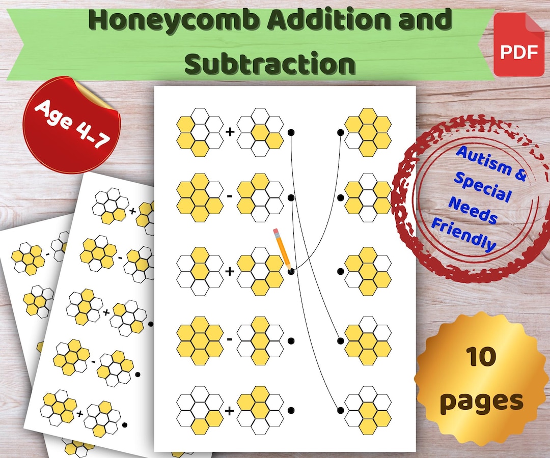 Visual Honeycomb Math Kindergarten Workbook, Addition and Subtraction ...
