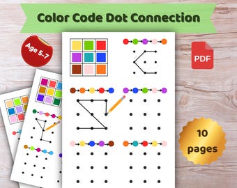 Color Code Dot Connection – Fun Logic Game for Kids – Printable Preschool Activity