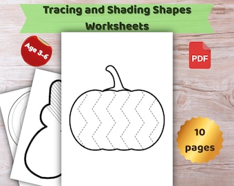 Tracing and Shading Shapes Worksheets for Kids | Fine Motor Skills Activities | Preschool and Kindergarten Printable