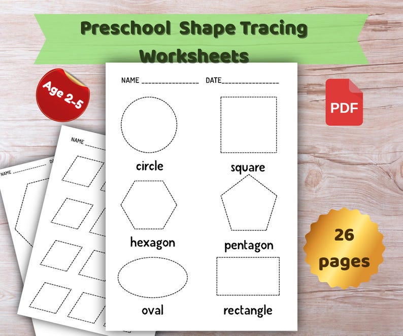 Preschool Shape Tracing Worksheets | 26 Pages Printable Shapes for Kids ...