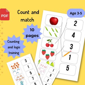Counting 1-1 | Printable Math Activities for Kids 3-5 | Early Learning Counting Practice PDF