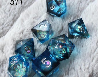 Resin Dice 7pcs Set – Solid Polyhedral RPG Dice for Roleplaying Games, Custom Fantasy Dice Set, Liquid Core Dice,  Custom Dnd Dice