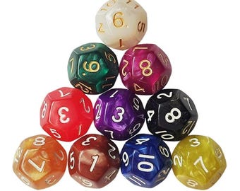 10pcs Wooden 12-Sided Dice (18mm) D12 Number Cubes with Rounded Corners, Board Game Dice Set for RPG & Pathfinder Style Games, Dnd Dice Set