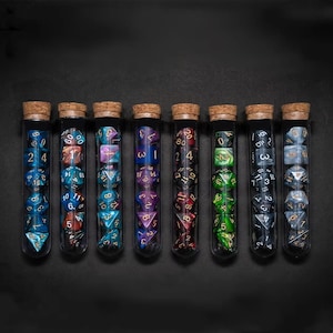 Transparent Polyhedral D&D COC Dice Set 7PcsSet DnD RPG Fantasy Potion Flask, Dice Holder Storage Organizer for Dragons MTG Tabletop gaming