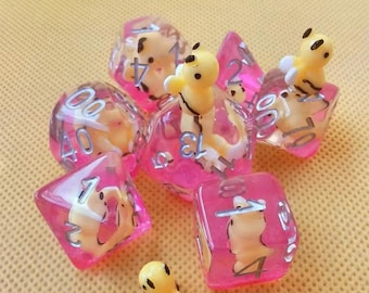 7Pcs set Hot Selling Cartoon Cute Bee Animal Dice Early Education Puzzle Game Dice, Table Top Role Playing. Bumble Bees and Honey Animal