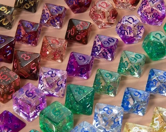 7pcs Set Polyhedral Dice Set Nebula and Glitter Dice for DND D&D RPG Tabletop Roleplaying Table Games, Dungeons and Dragons, RPG Dice