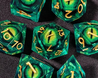 DND Liquid Core D&D Dice Set, Sharp Edge Resin Dungeon and Dragon Dice, Dnd dragon liquid core dice set liquid core d and dice for dnd gifts