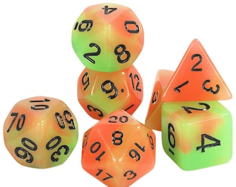 Polyhedral Dice Set Glow in the Dark, Perfect for Fantasy RPG and Board Games, Dragon-Themed Resin Liquid Dice, RPG Dice Set, Custom Dnd