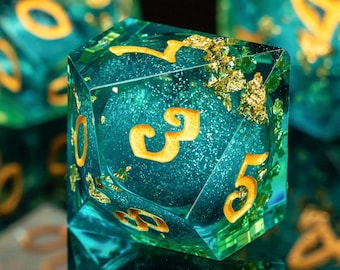 Juego de dados Liquid Core para D&D, dados de resina con bordes afilados para juegos de rol de mesa de fantasía, juego de dados poliédricos D20, D12, D10, D8 y D6, regalo para jugadores, dados estilo D&D