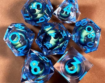 Juego de dados Spinning Punk Eye para Dungeons & Dragons, MTG, juegos de rol interactivos, juego básico de dados / dados afilados hechos a mano