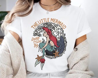 Chemise Ariel la petite sirène vintage rétro, chemise sirène Ariel, chemise Ariel rétro vintage, chemise plie Ariel, chemise princesse Disney