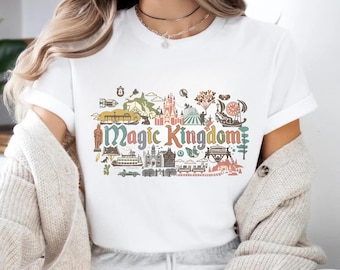 Magic Kingdom Inspired Shirt - Family Vacation Tee for Disney Trip 2025 - Colorful Park Icons Matching Outfit for Theme Park Day