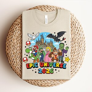 Epic Universe T-shirt, Super Mario Luigi Yoshi T-shirt, Harry Potter Hedwig T-shirt, Toothless Frankenstein T-shirt, Donkey Kong Theme Park T-shirt