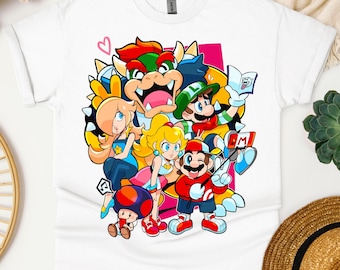 Koszulka rodzinna Super Mario, Koszulka z postacią Super Mario, Koszulka urodzinowa Super Mario, Koszulka imprezowa Mario i przyjaciele, Bluza z kapturem Super Mario