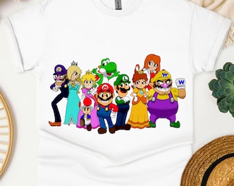 Koszulka rodzinna Super Mario, Koszulka z postacią Super Mario, Koszulka urodzinowa Super Mario, Koszulka imprezowa Mario i przyjaciele, Bluza z kapturem Super Mario