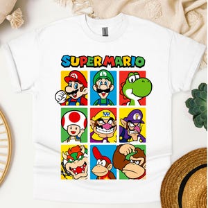 Super Mario Family Shirt,Super Mario Character Shirt,Super Mario Birthday Party Shirt,Mario & Friends Party Shirt,Personalized Mario Shirt