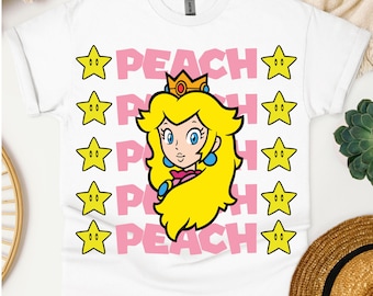 Camiseta de la Princesa Peach, Camiseta de la Princesa Peach con la Corona, Camiseta de la Princesa Peach de Super Mario, Camiseta de la Princesa Peach con la Estrella, Camiseta Feeling Peachy
