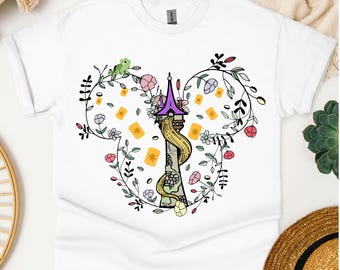 Tangled T-Shirt, Rapunzel's Tower shirt, Princess Castle Mickey Mouse Floral Sweatshirt, Matching Family Vacation Tee