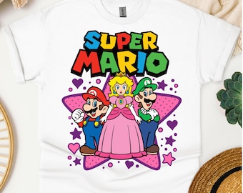 Koszulka rodzinna Super Mario, Koszulka z postacią Super Mario, Koszulka urodzinowa Super Mario, Koszulka imprezowa Mario i przyjaciele, Personalizowana koszulka Mario